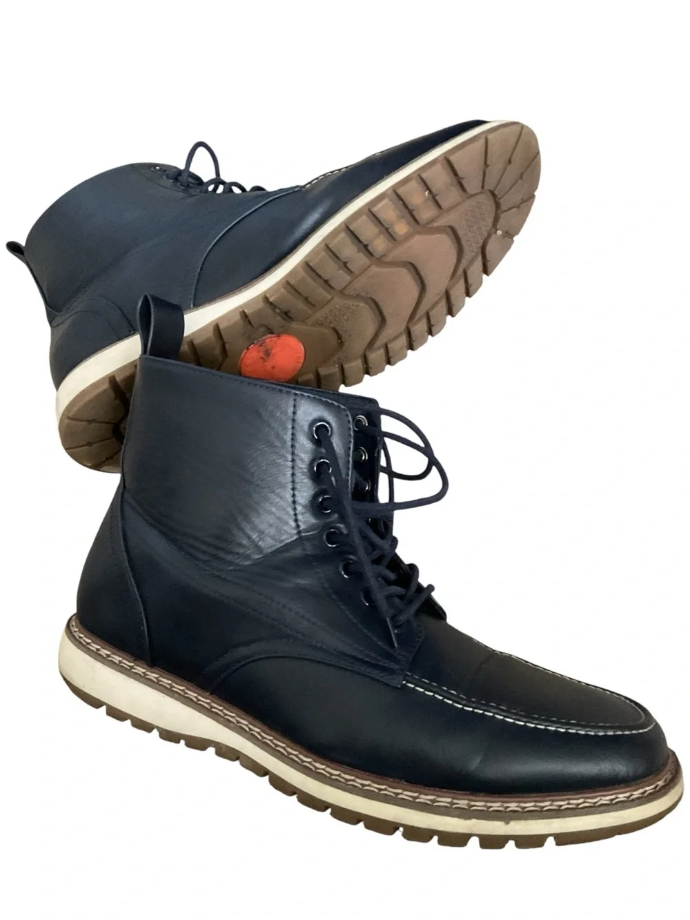 Hawke & Co. Men's Sierra Navy Leather Lace-Up Boots Size 10